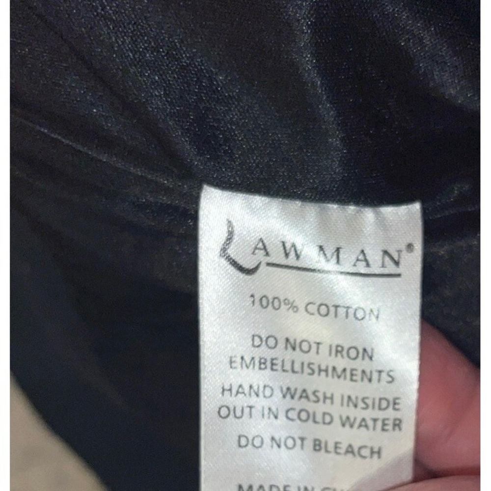 Lawman Jeans‎ Black Full Zip Vest Faux Fur Hood Sz Large Womens Bling Cross - Picture 4 of 5